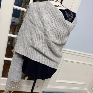 Pashmina hand loomed, Vintage, blue & tan